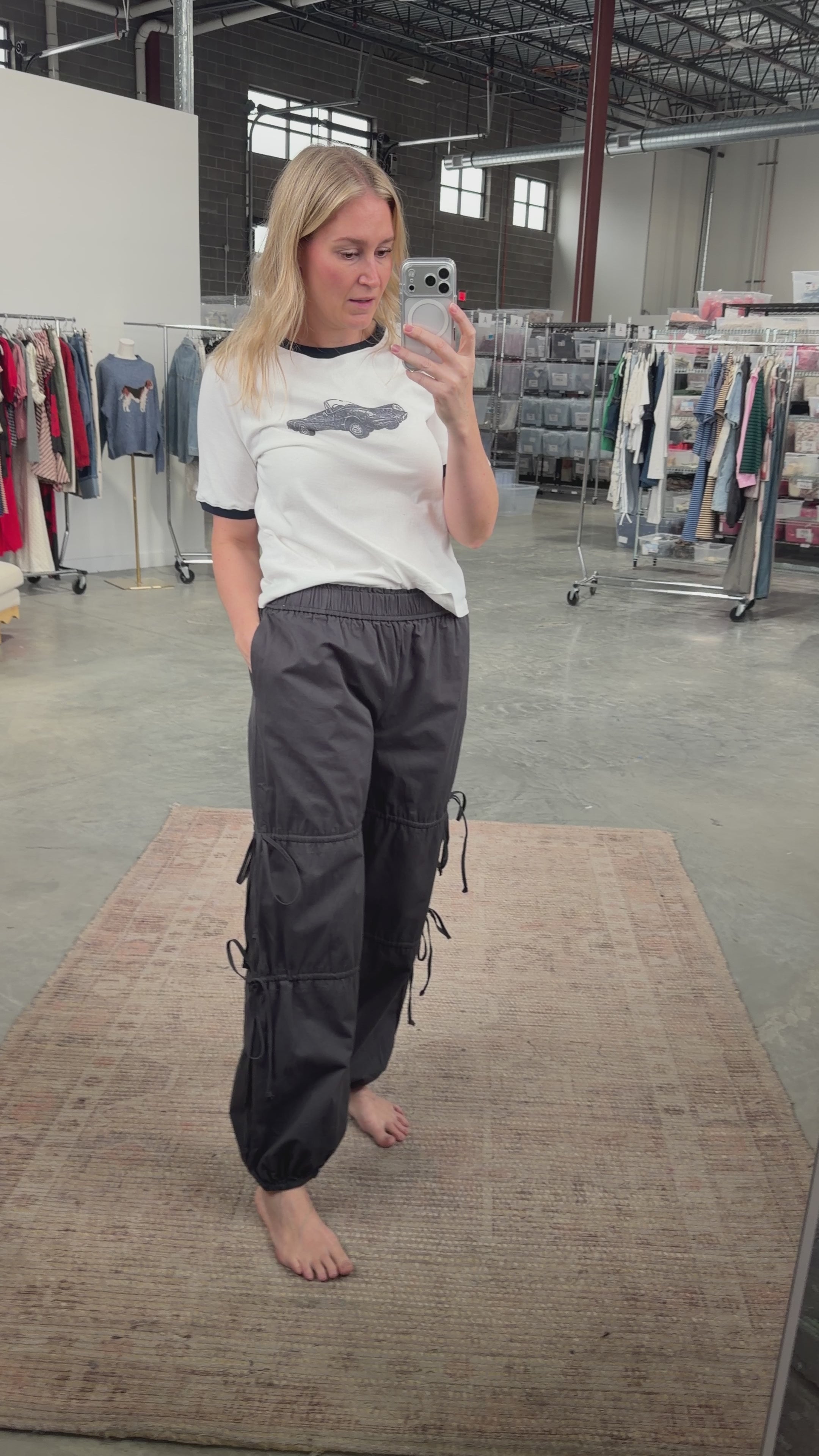 Downtown Side Tie Jogger Pants in Charcoal