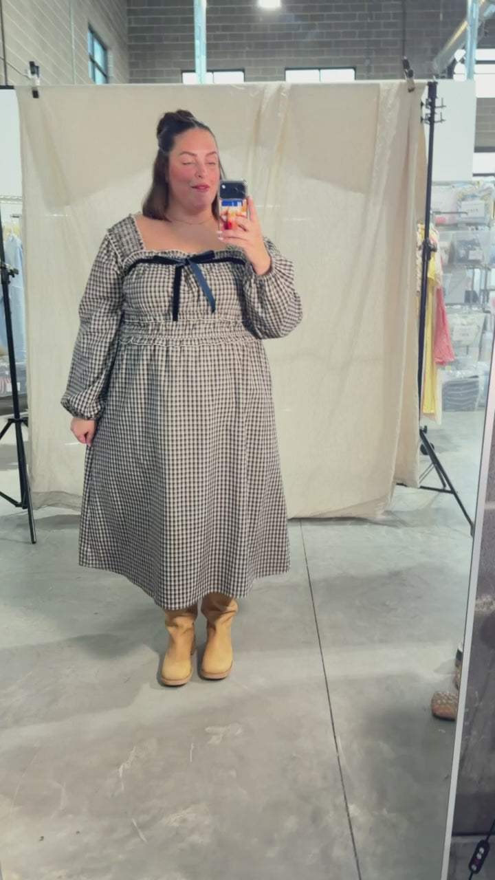 Plaid Dress in Navy