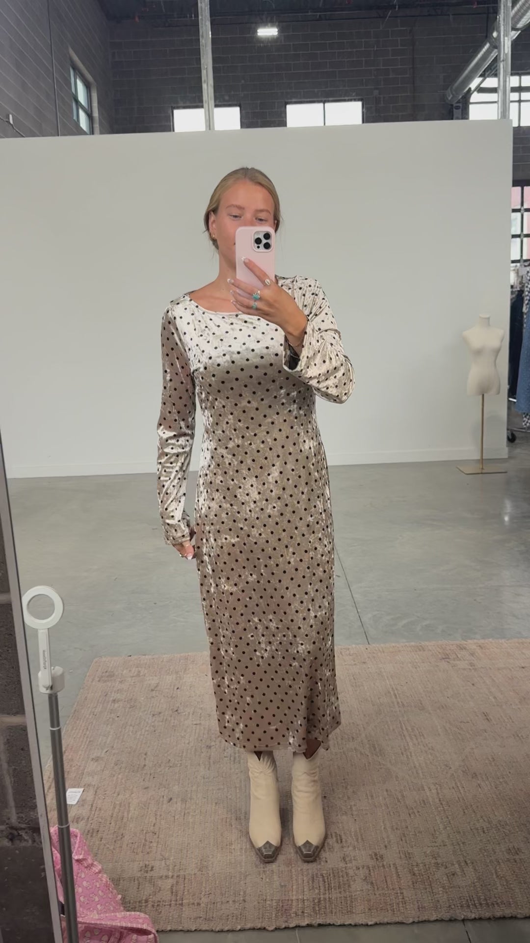Serena Polka Dot Velvet Maxi in Brown