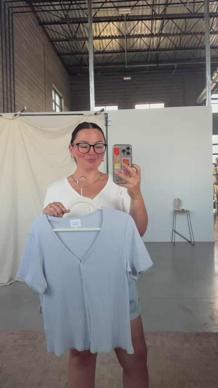 Leslie Pointelle V-Neck Tee