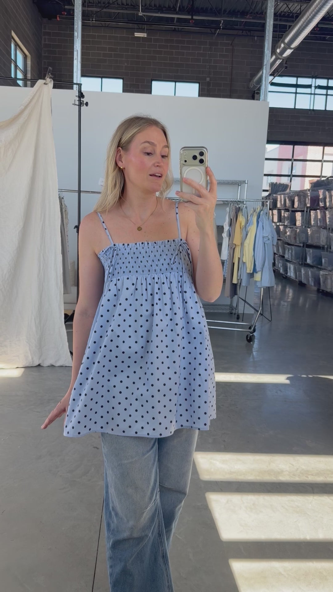 Hannah Polkadot Tunic Top