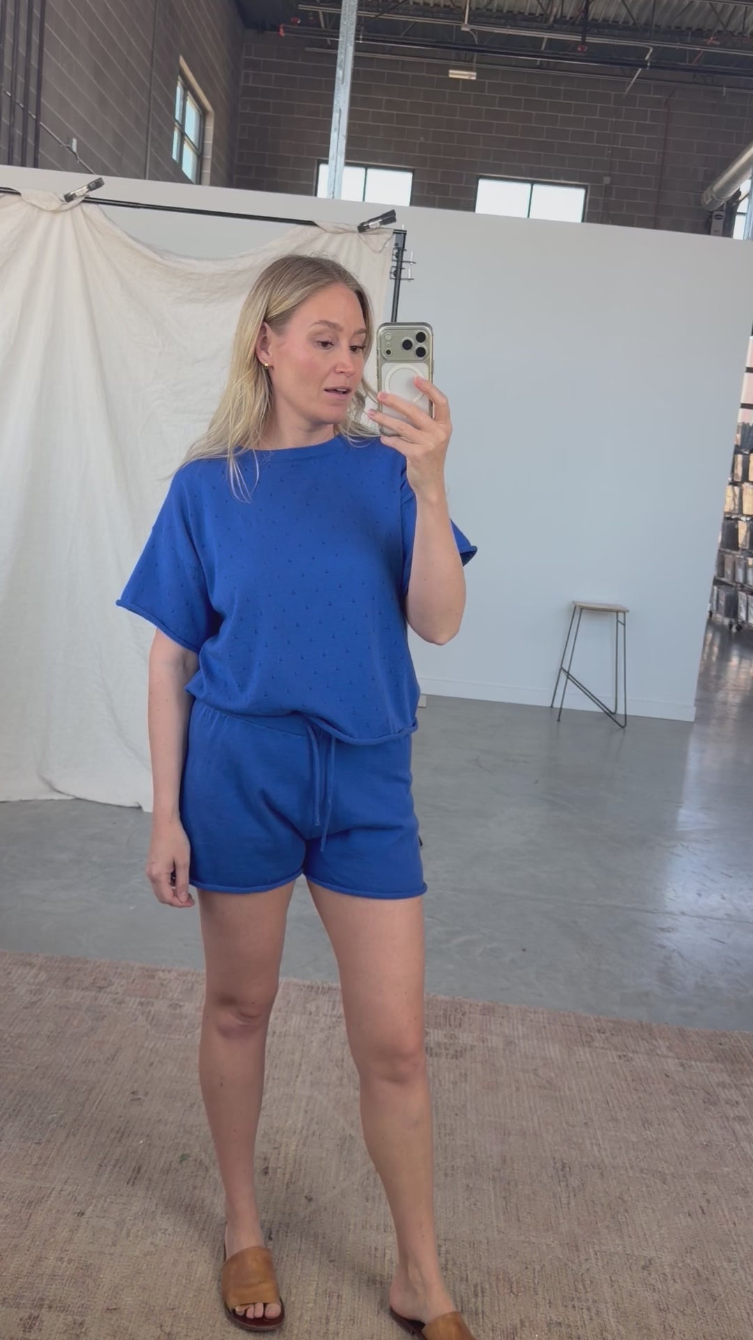 Andie Knit Shorts in Cobalt Blue