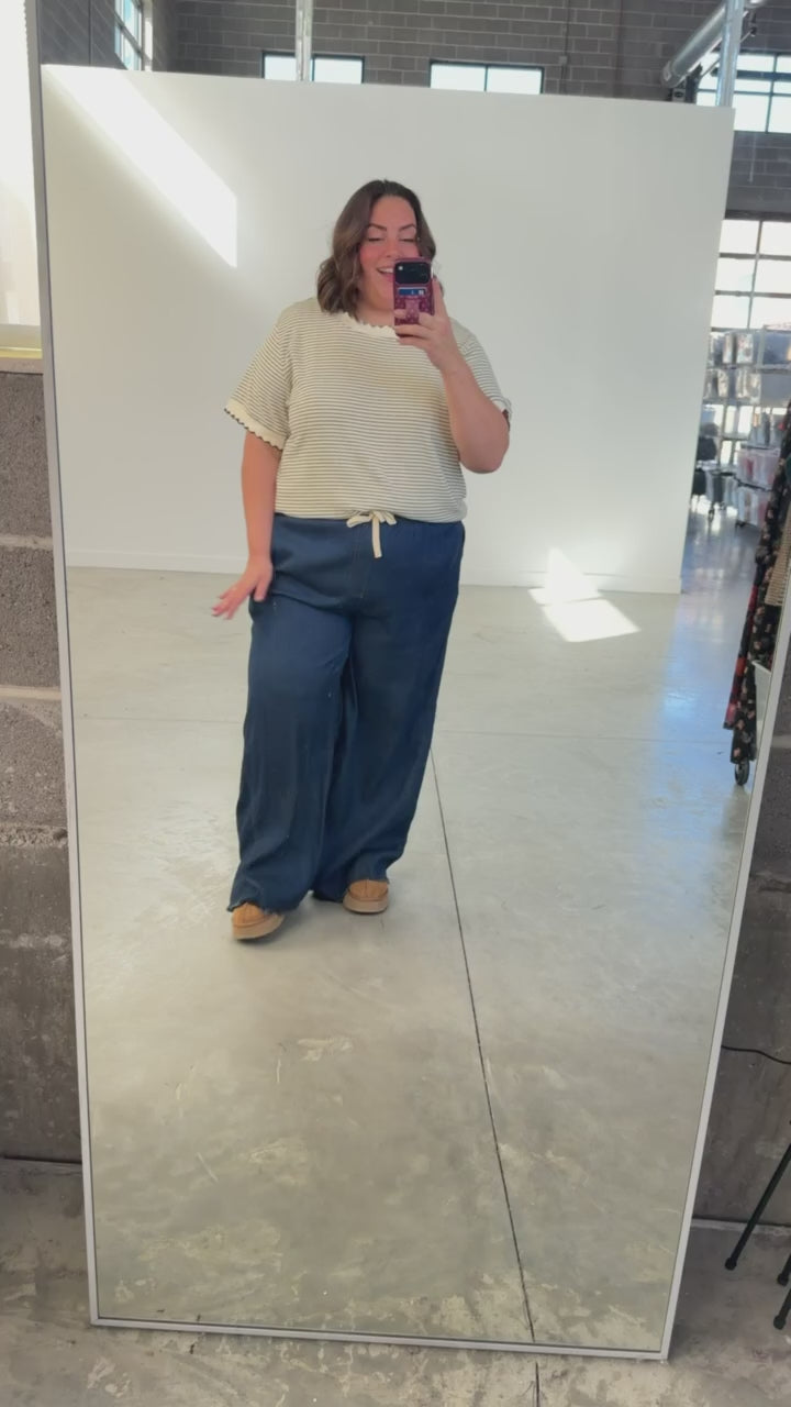 Chambray Wide Leg Pants