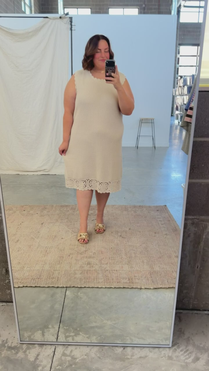 Tera Crochet Dress in Natural