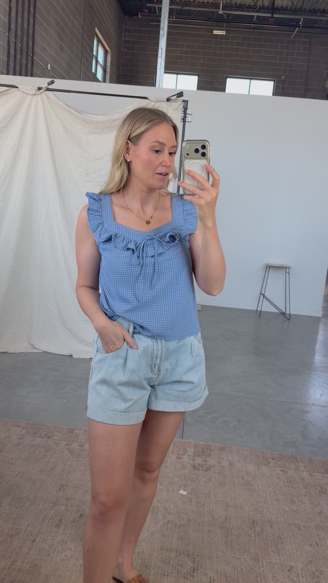 Gwen Checkered Tank in Blue
