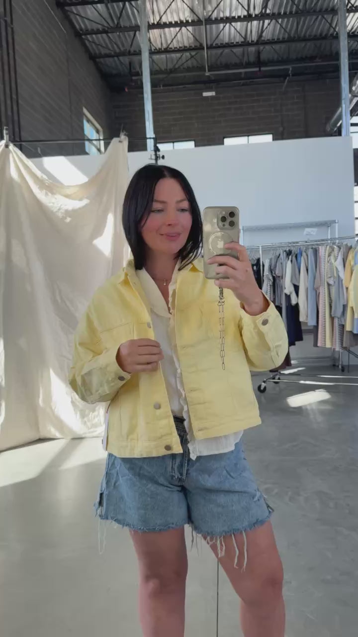 Reese Denim Jacket in Butter Yellow
