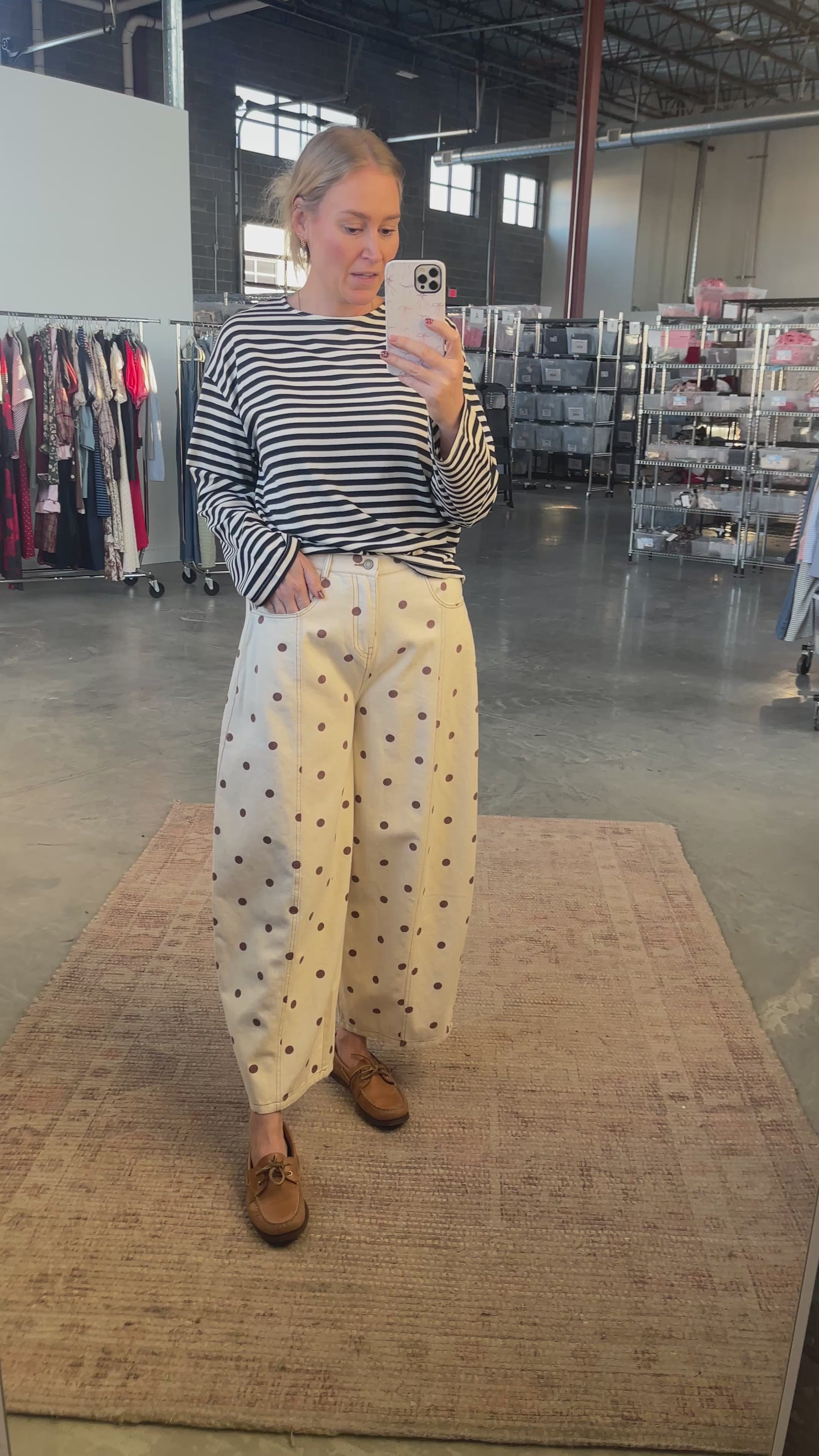 Dotted Barrel Jeans in Brown