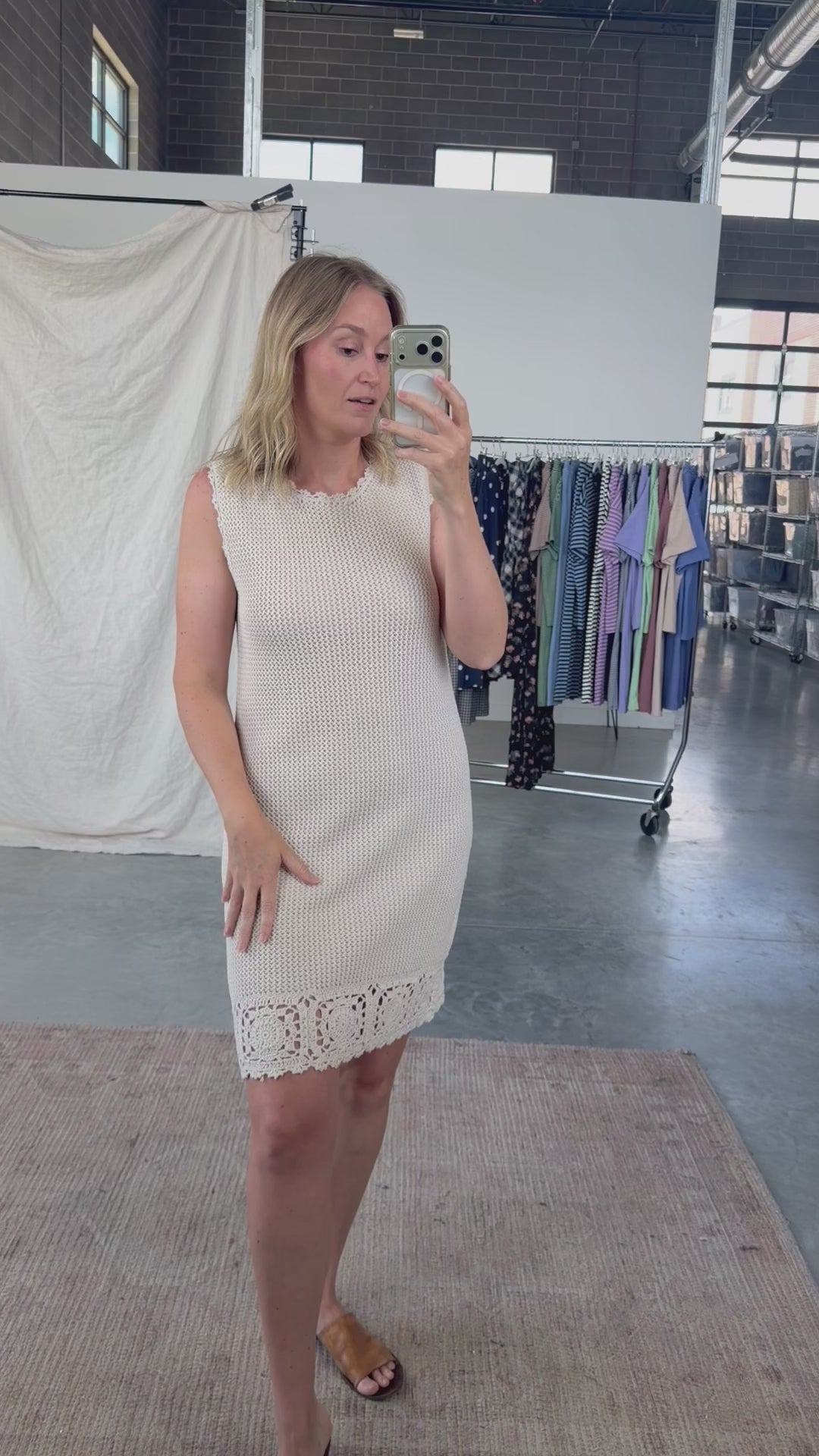 Tera Crochet Dress in Natural