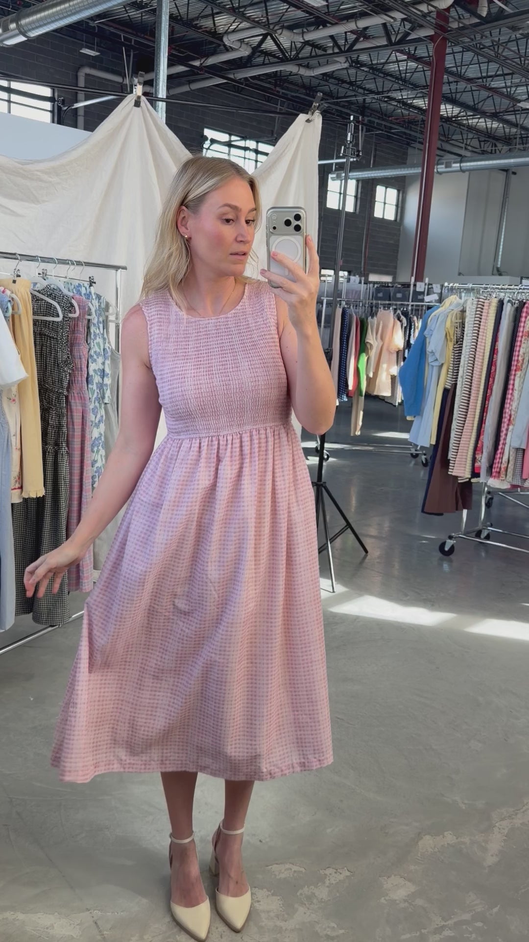 Willa Gingham Dress in Pink