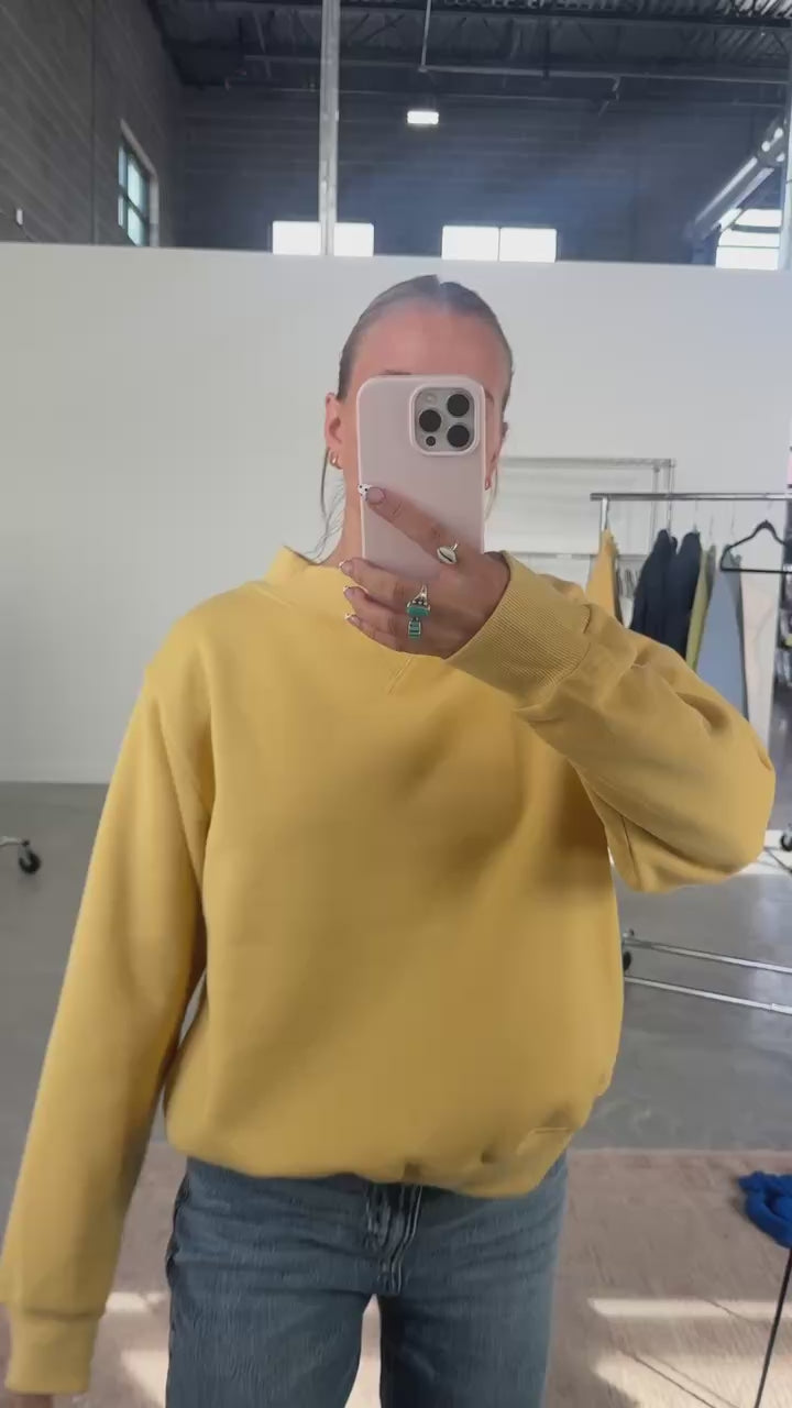 Fleece Mock Neck Pullover in Royal Blue