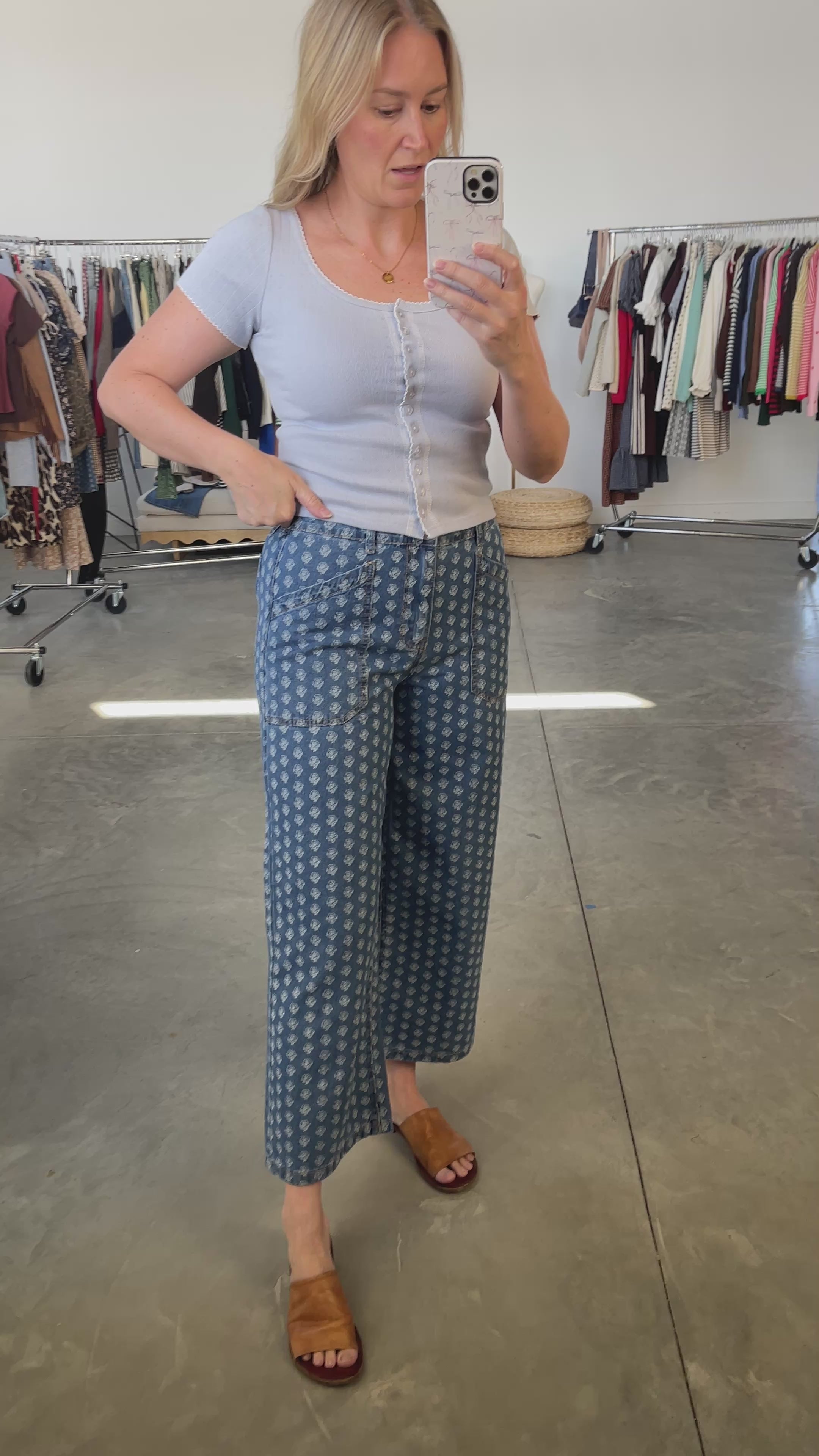 Painted Roses Denim Pants