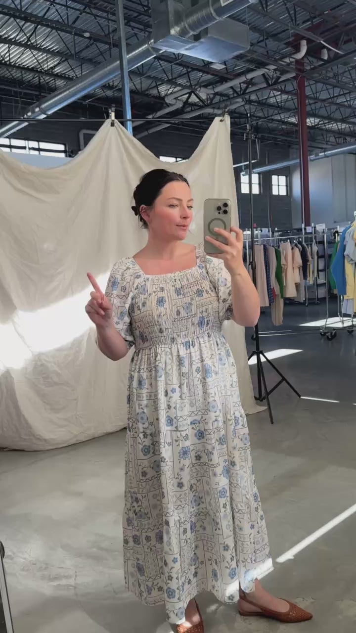 Delft Bloom Smocked Midi