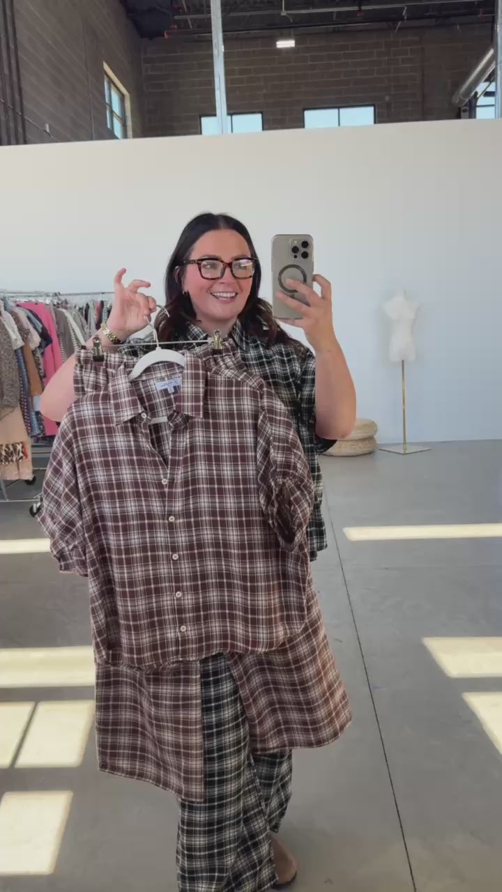 FINAL SALE - Tatum Plaid Pants in Brown
