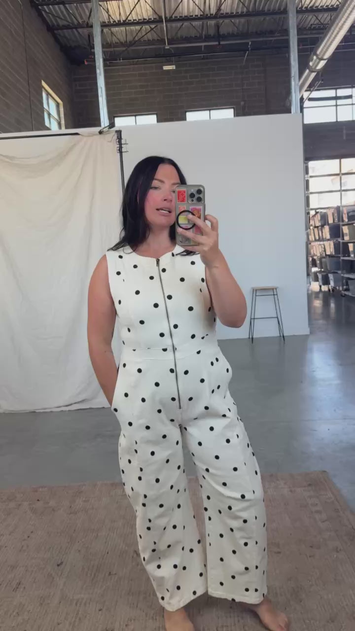 Dotted Zip Front Overalls