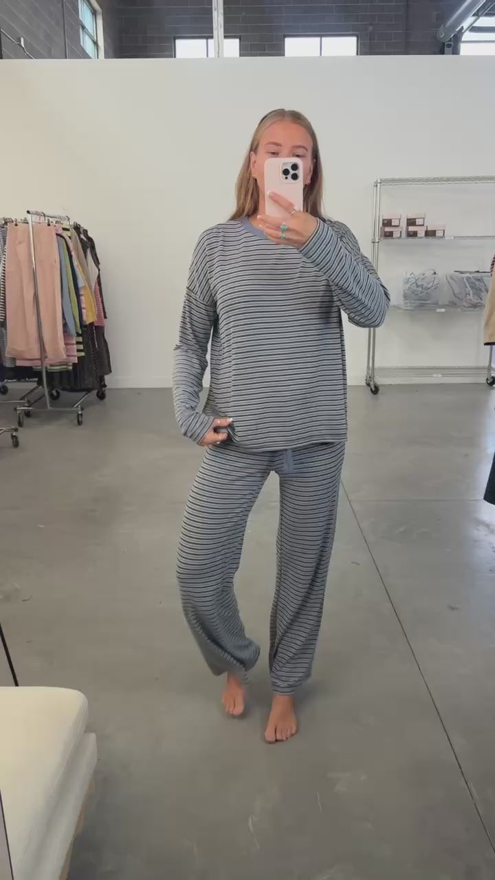 Logan Stripe Lounge Pants in Brown/Grey