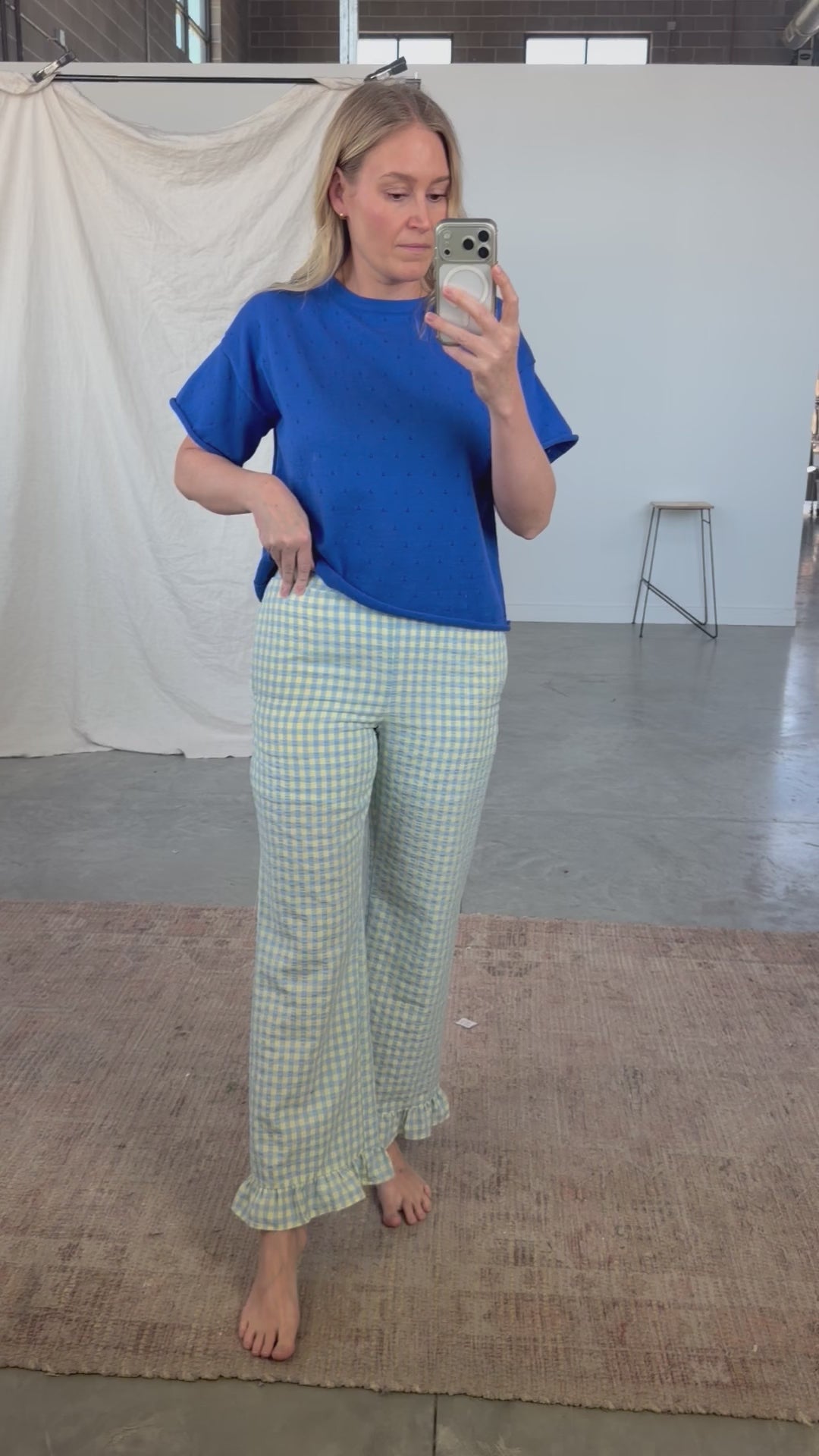 Saltwater Gingham Ruffle Pants