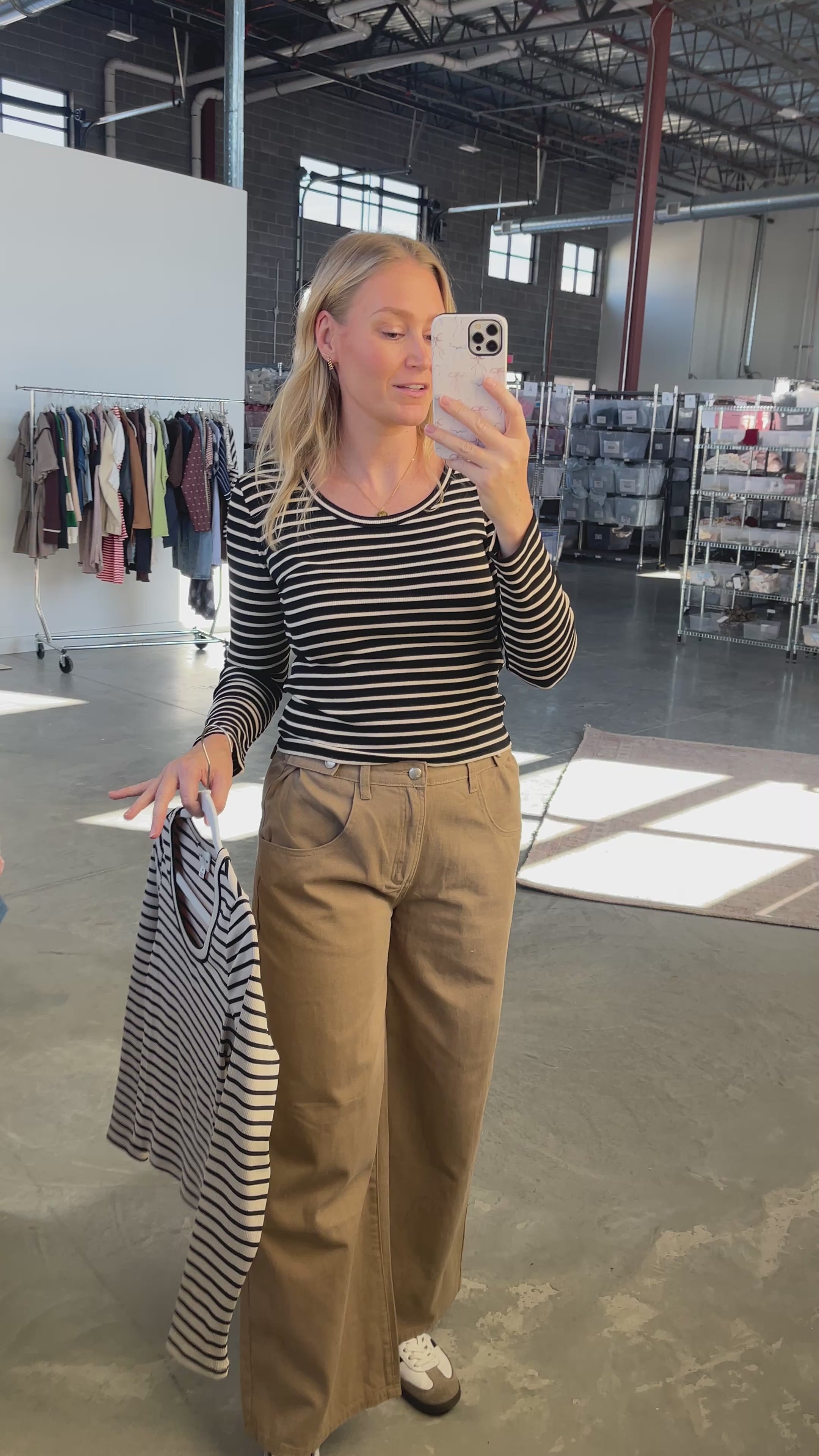 FINAL SALE - Bria Stripe Long Sleeve in Ivory