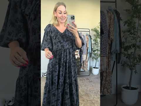 woman wearing bump friendly navy blue floral maxi dress with flowy sleeves and flowy skirt, perfect for bridal showers, weddings, church, baby showers, special events, easter and family photo shoots
