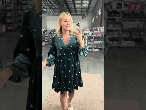 FINAL SALE - Jewel Velvet Dress in Teal